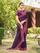 Shop Exquisite Purple Silk Embroidery Saree
